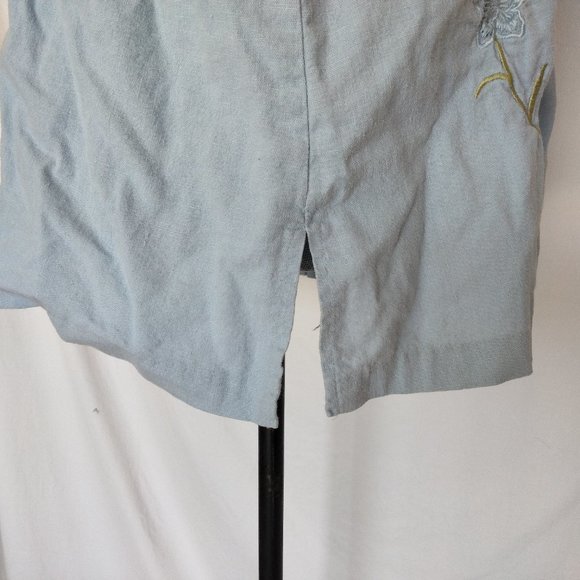 AKC Comfy Linen Soft Blue Short Sleeve Embroidery Top Size 2X. - Picture 5 of 6